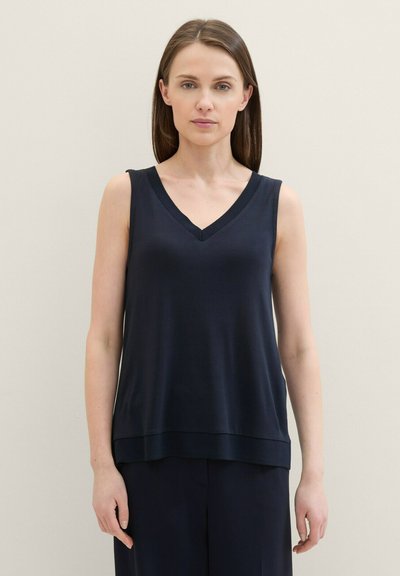 TOM TAILOR Top Basic Donna - Slim Fit In Misto Cotone - Tinta Unita O Righe - 2