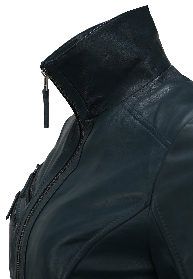 Damen Leichte Jacken | KRISS BEMANDA Lederjacke petrol - LN39651 Damen Leichte Jacken | KRISS BEMANDA Lederjacke petrol - LN39651