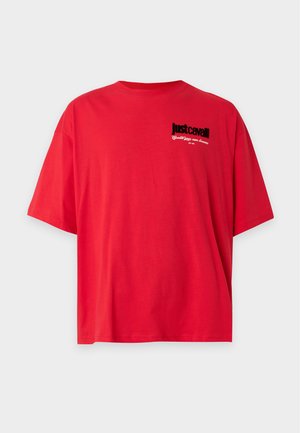 Just Cavalli, LOGO FLOCK - Тениска с щампа - ribbon red