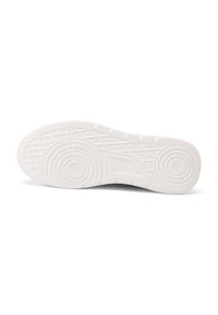 Suola di sneaker in gomma bianca con un motivo di grip testurizzato, caratterizzata da design circolari e lineari per trazione e stabilità.