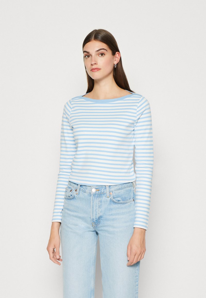 TOM TAILOR DENIM Pikkade varrukatega topp - mid blue white