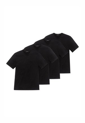 4ER PACK AMERICAN V-AUSSCHNITT - Maglietta intima - schwarz