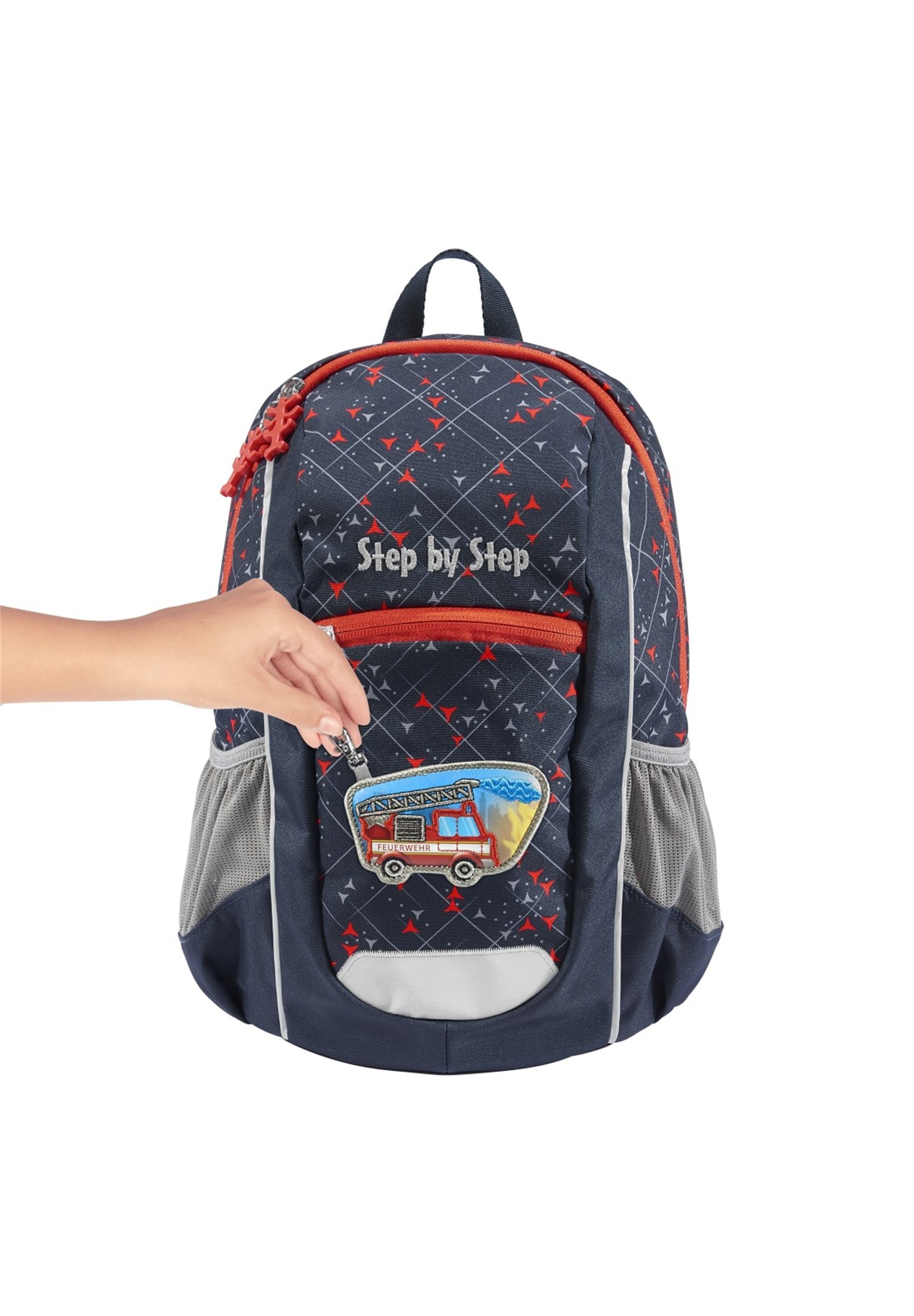 Showudesigns Totenkopf Rucksack Für Kinder – Mit Feuer-Druck, Schulrucksack, Wasserabweisend, 2 Seitliche Netztaschen