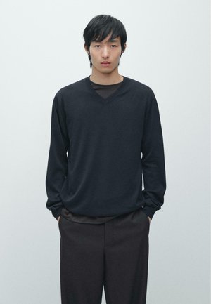 BLEND V-NECK  - Trui - mottled dark blue