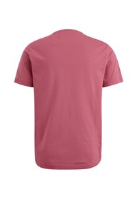 T-shirt a maniche corte di un colore rosa polveroso, realizzato in cotone morbido, con collo rotondo e un design semplice e rilassato.