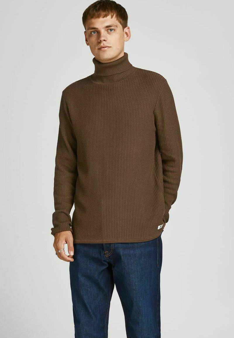 Jack & Jones - JPRBLUCARLOS KNIT ROLL NECK LN - Strickpullover - potting soil, Vergrößern