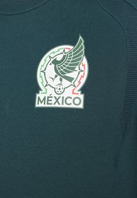 Sötétzöld mez, amelyen egy szárnyas ló nyomtatott logója látható, alatta a "MÉXICO" szóval. Az anyag texturált felületű.