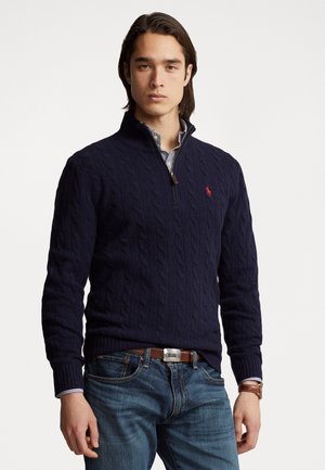 CABLE-KNIT WOOL-CASHMERE JUMPER - Jersey de punto - hunter navy