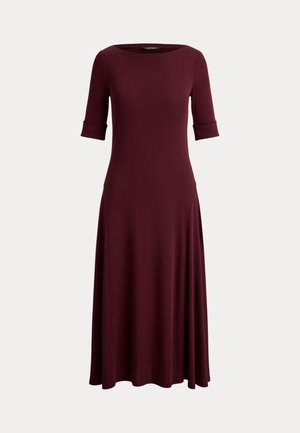 Lauren Ralph Lauren, RIB-KNIT STRETCH COTTON MIDI DRESS - Jerseyjurk - dark garnet