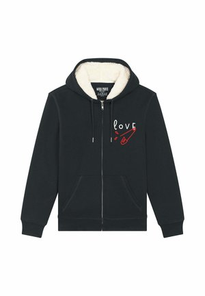 LOVE EMBROIDERY UNISEX HOODIE - Sweater met rits - black