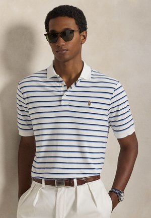 CUSTOM SLIM FIT STRIPED SOFT COTTON POLO - Polokošeľa - white blue multi