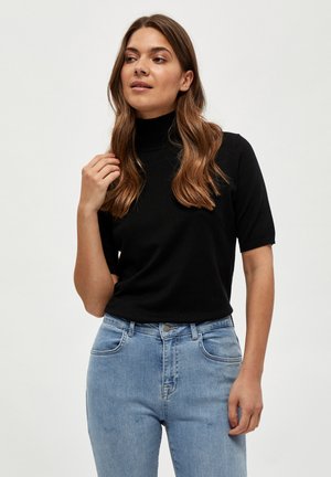 Minus MILIMA ROLL NECK KNIT - Camiseta básica - black