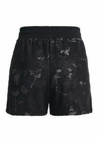 Svarta shorts med en texturerad, fluffig yta och ett subtilt grått marmor mönster. Elastiskt midjeband för komfort.