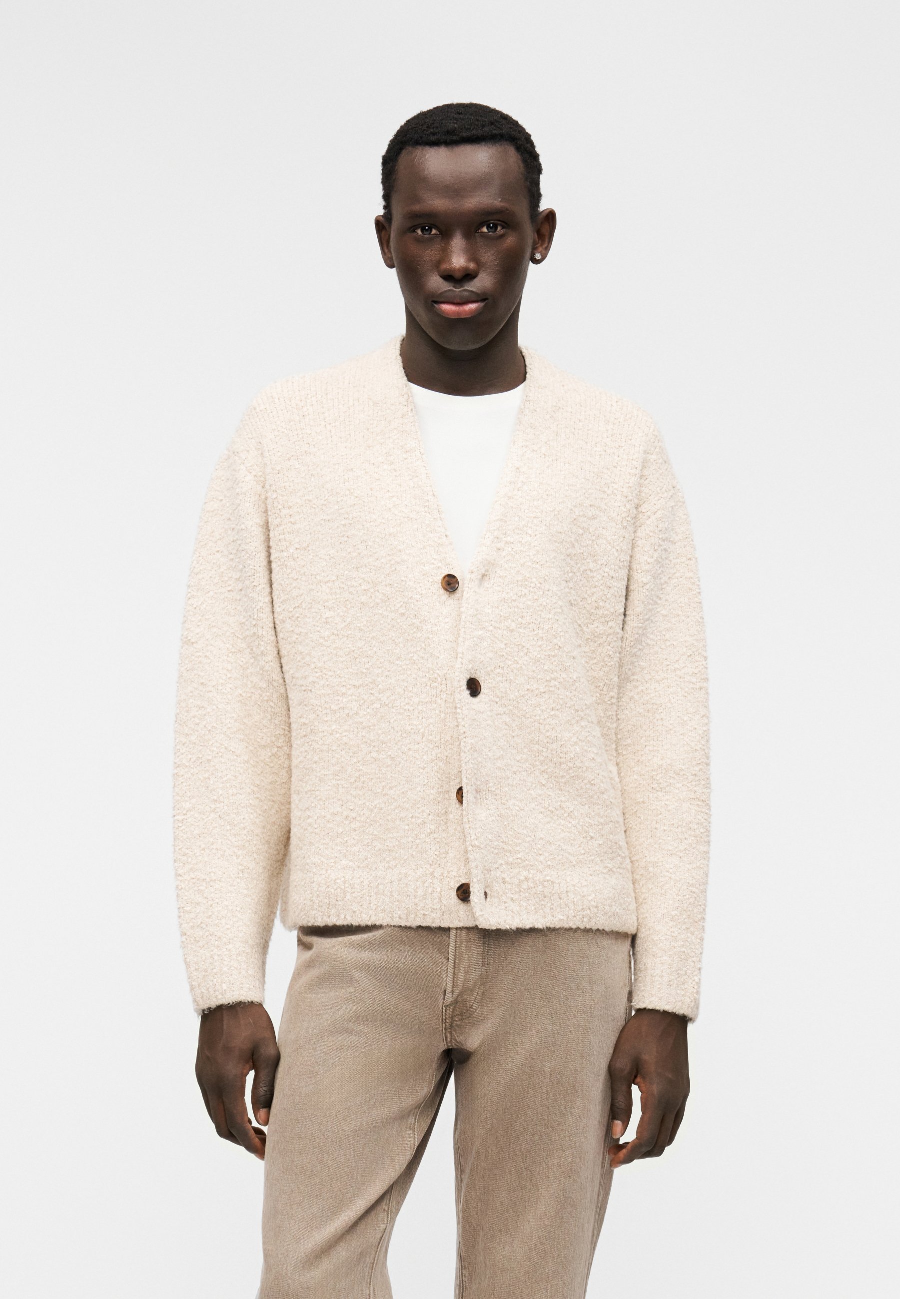 Abercrombie & Fitch BOUCLE VINTAGE CARDIGAN - Cardigan - off-white