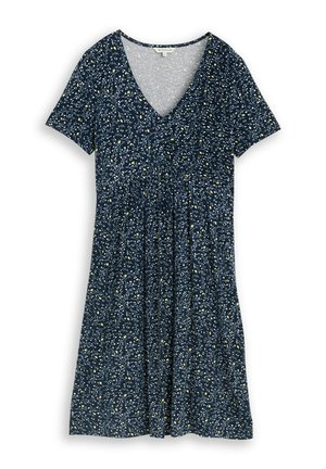 TOM TAILOR, Vestito di maglina - navy small leaves design