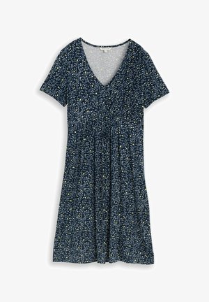 TOM TAILOR, Vestito di maglina - navy small leaves design