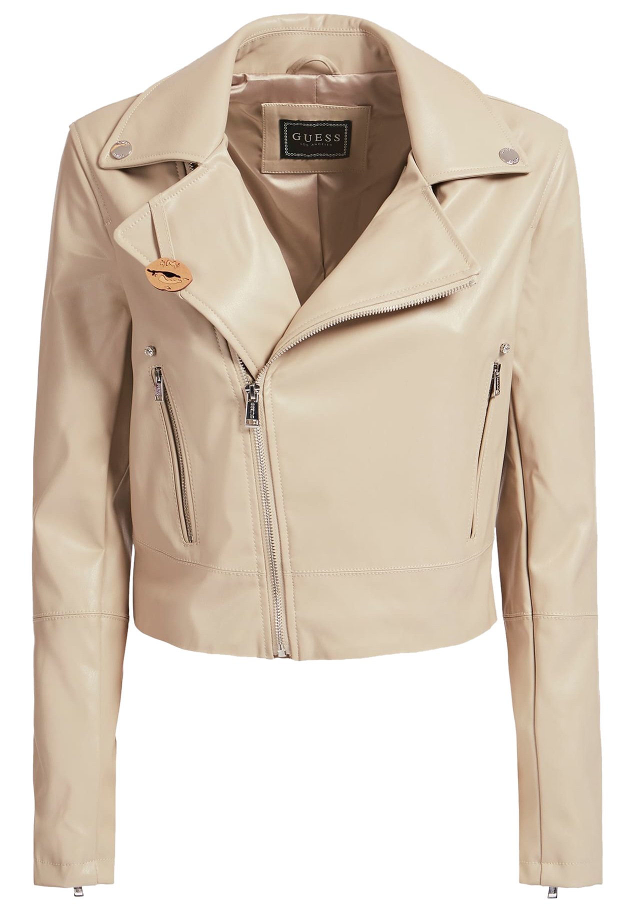 guess beige leather jacket