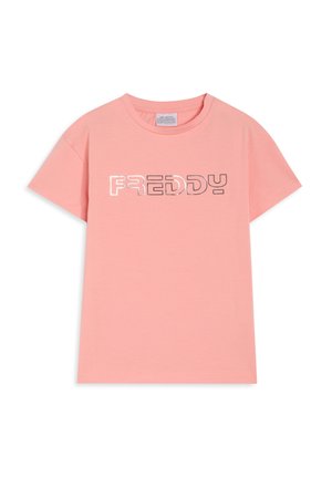 REGULAR FIT CON LOGO ARGENTO - Camiseta estampada - salmon