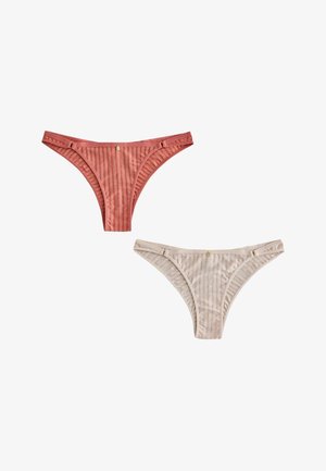Next, TANGA FIT - STRIPE MICROFIBRE KNICKERS 2 PACK - Brazil alsó - coral ecru