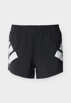 Μαύρο αθλητικό σορτς με μικρές οπές και λευκές γωνιώδεις λεπτομέρειες στα πλευρά, με ελαστική μέση.