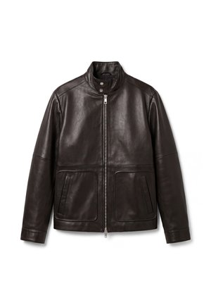 Calvin Klein, HARRINGTON UNISEX - Δερμάτινο μπουφάν - black