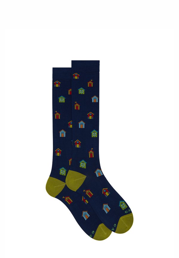 WITH BEACH CABIN PATTERN - Socken - blu