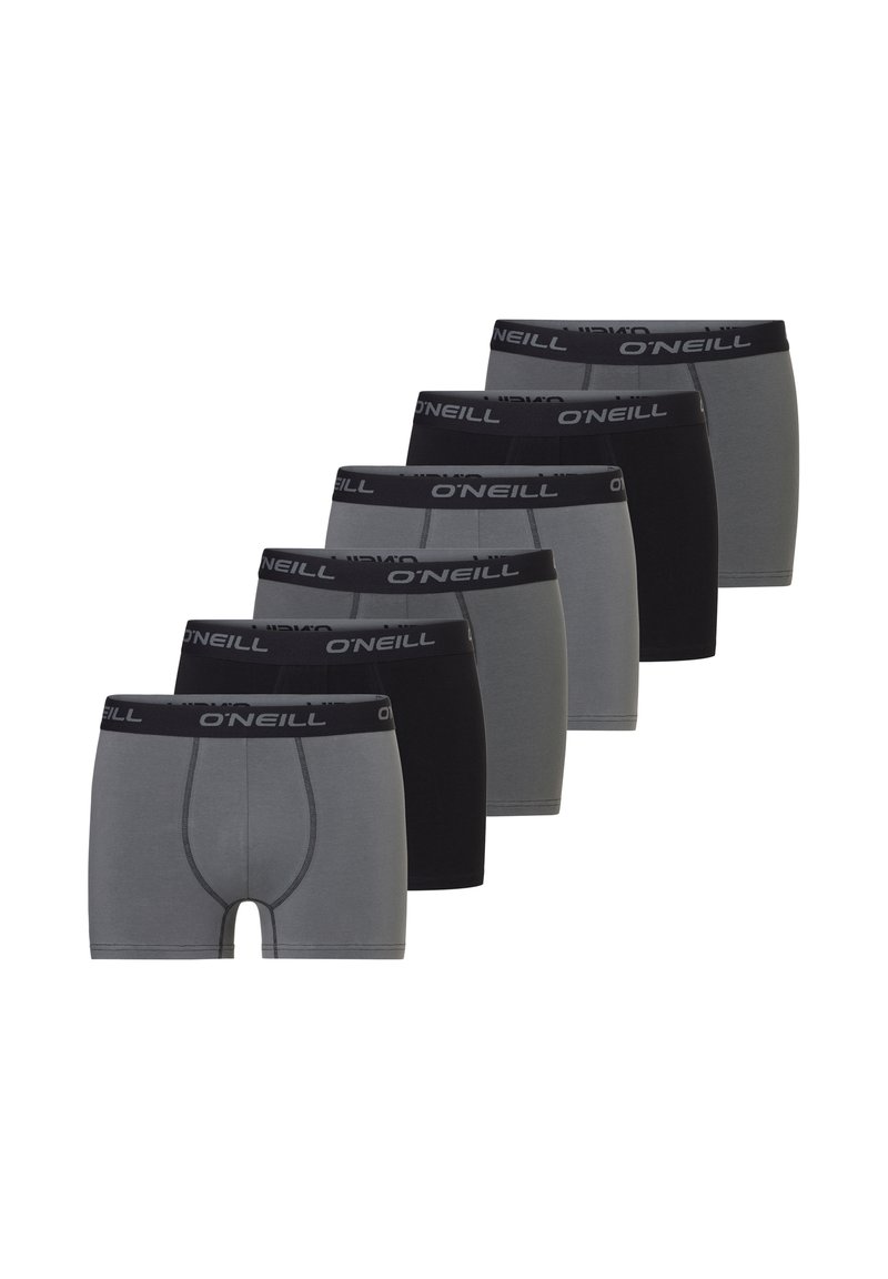 Mannen boxershorts in een verpakking van zes, met verschillende tinten grijs en zwart. Zachte katoenmix, met een O'Neill-logo op de tailleband.