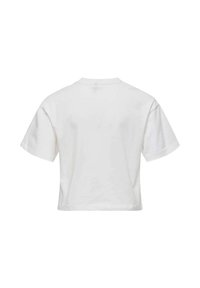 T-shirt blanc court à manches courtes, en coton doux, avec un col rond simple et un dos uni.