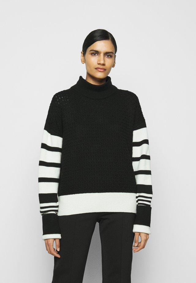 LOOSE MOCK NECK GUERNSEY - Jumper - black