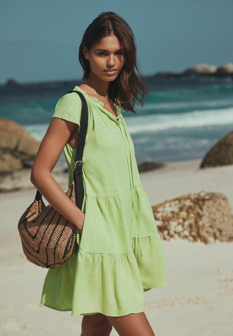 green emerald velvet dress Lime Green Sequin Strappy Mini Dress main image 1
