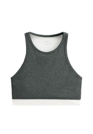 OYSHO, COLOUR CONTRAST HALTER TANK TOP - Débardeur - dark grey melange