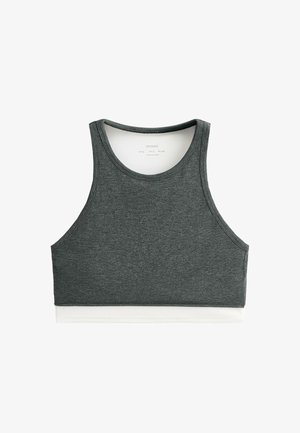 OYSHO, COLOUR CONTRAST HALTER TANK TOP - Débardeur - dark grey melange