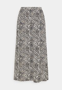 Gonna maxi con motivo leopardato marrone e nero su sfondo crema, con elastico in vita e design fluido.