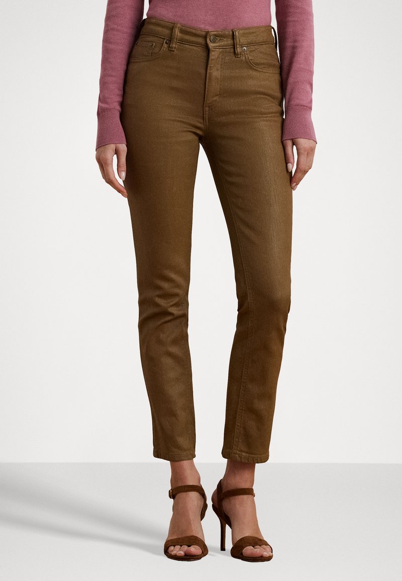 Lauren Ralph Lauren Petite COATED HIGH-RISE STRAIGHT ANKLE JEAN - Traperice uskog kroja - honey tan