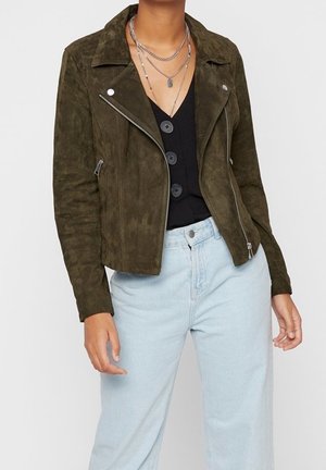 Lederjacke - olive