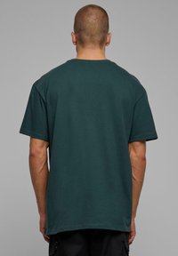 Grøn bomulds t-shirt med korte ærmer, rund halsudskæring og en løs pasform. Har en ensfarvet farve med en blød tekstur og et enkelt design.