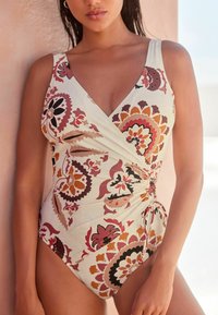 Next RUCHED SIDE SHAPE ENHANCING  - Baddräkt - cream pink floral