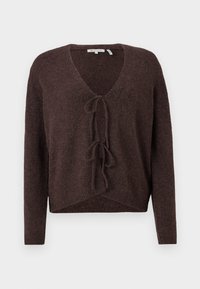 TOM TAILOR DENIM COZY CARDIGAN WITH BOW DETAIL - Kardigán - soft chocolate brown
