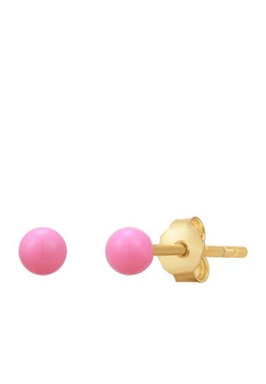 Rosa keramische Ball-Stud-Ohrringe mit goldfarbener Metallbeschichtung. Glatte Oberfläche; rundeForm; kleine Größe, geeignet für den täglichen Gebrauch.