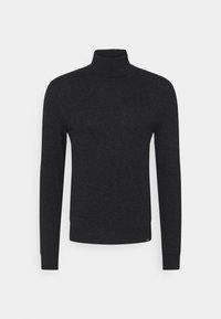 Svart polotröja i mjukt material, med långa ärmar, en figursydd design och en liten logotypdetalj vid fållen.