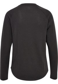 Langärmliges Hemd in Schwarz, mit glatter Oberfläche und abgerundetem Saum. Entworfen mit Raglanärmeln und subtilen Mesh-Details.