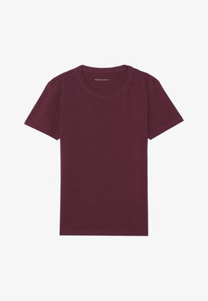 Bordeaux korte mouw t-shirt gemaakt van zachte stof, met een ronde halslijn en een nette zoom, geschikt voor casual wear.