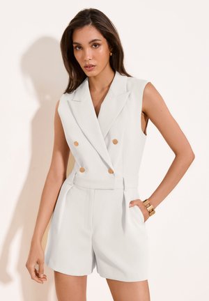 Lipsy REGULAR FIT - MILITARY BUTTON SLEEVELESS PLAYSUIT . - Salopetă - white