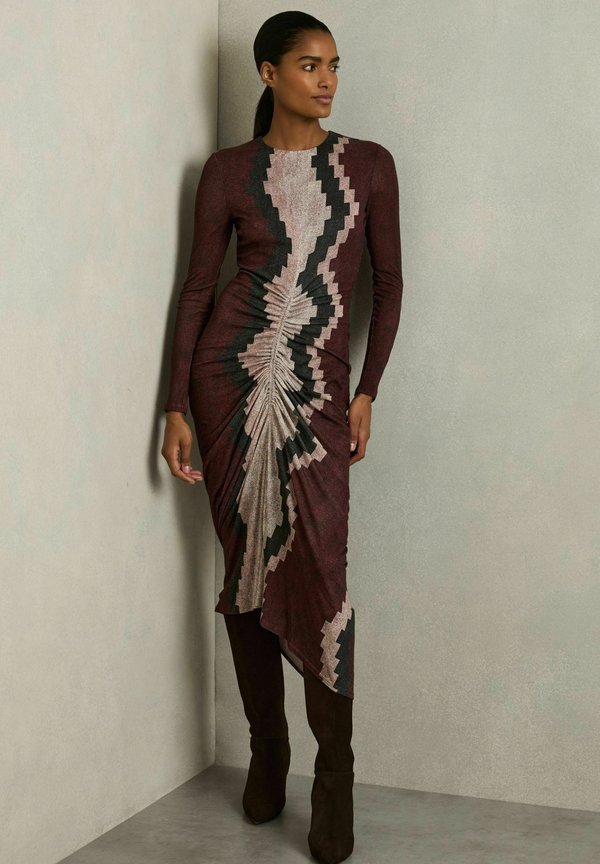 GEORGIA PRINTED MIDI - Etuikleid - burgundy