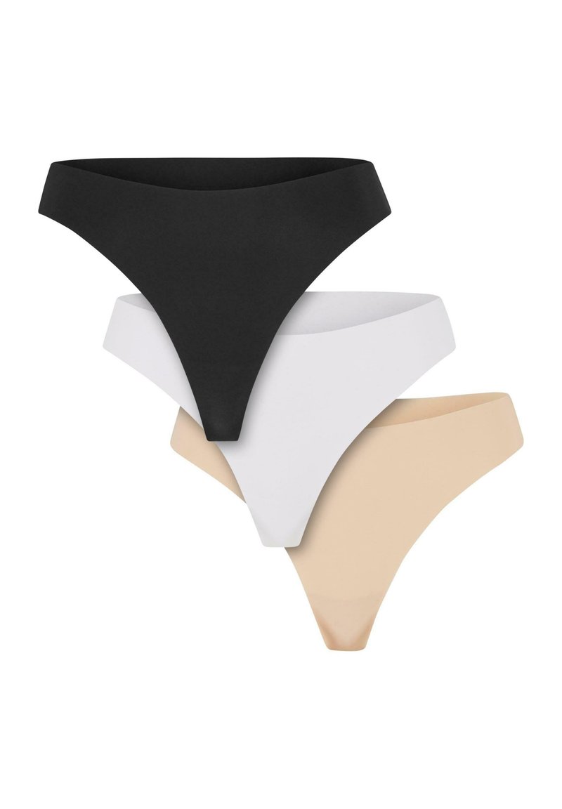Urban Classics LASERCUT TANGA 3-PACK - String - black white nude ...
