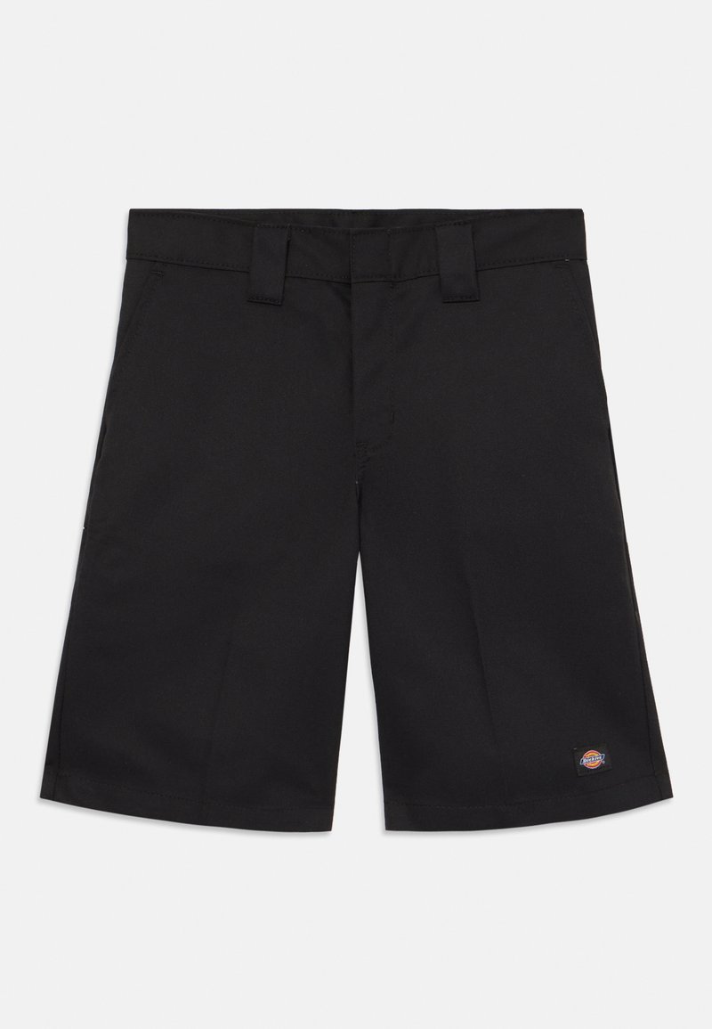 Μαύρα σορτσάκια από ανθεκτικό ύφασμα, με ευθεία γραμμή, ζώνη με θηλιές και μικρό λογότυπο στο τελείωμα.