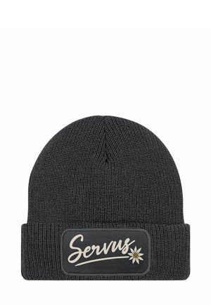 PATCH MIT SPRUCH LUSTIG SERVUS - Beanie - servus dunkelgrau