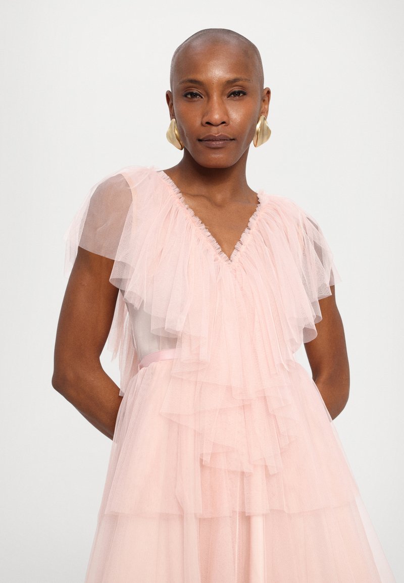 open lace back dress Pink Floral Smocked 3/4 Sleeve Maternity Dress  PinkBlush