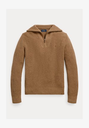 Polo Ralph Lauren WAFFLE WOOL COTTON QUARTER ZIP JUMPER - Strikkegenser - brown sugar melange