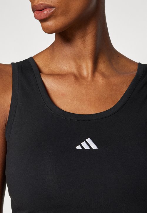 adidas Women's Essentials Small Logo Cotton Lifestyle Tank Top Black/White — foto 6